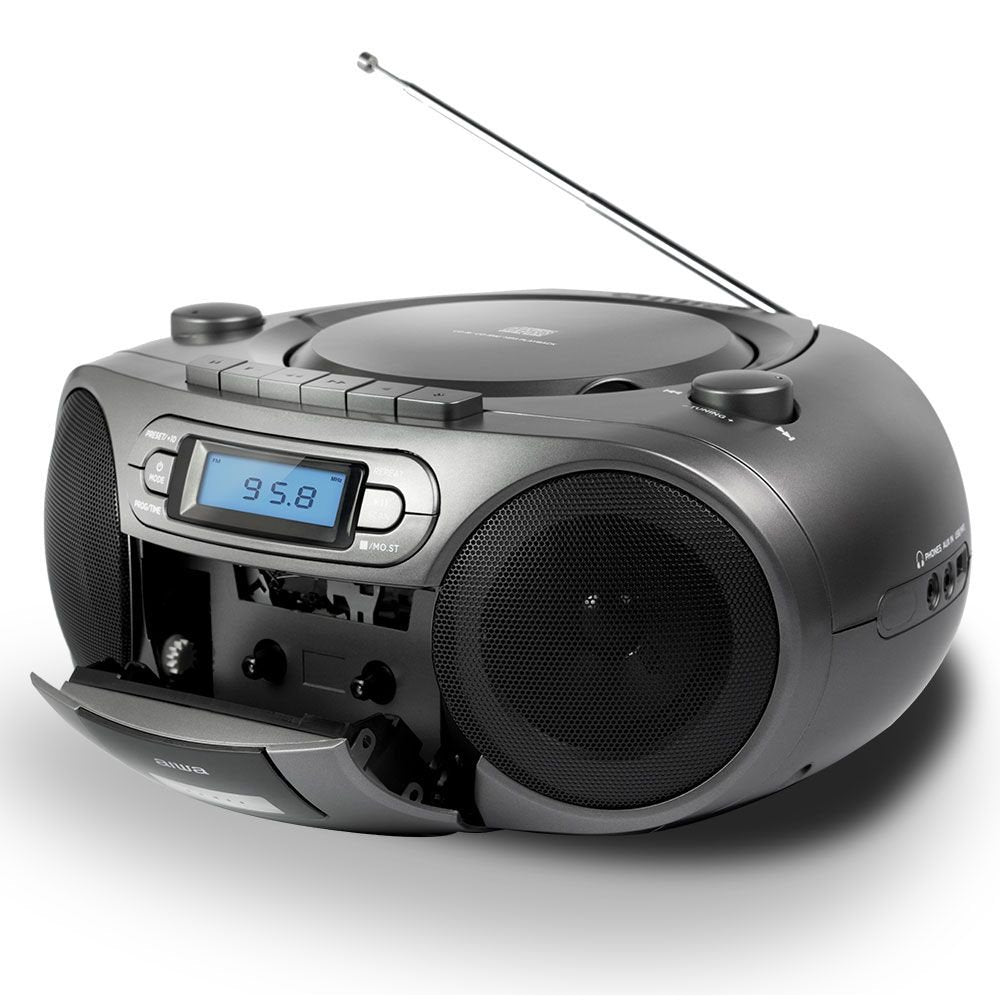 Radio Cd-Casete Aiwa Boombox Bbtc-550mg Gris Casete/Cd/Usb/Bt/Mp3/Fm Pll/Aux In 3.5mm/2x3w Bbtc-550mg