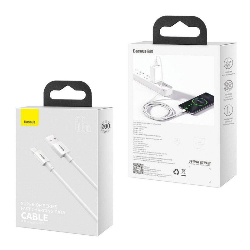 EAN 6953156205529 - Baseus CATYS-A02 cable USB 2 m USB A USB C Blanco imagen 5