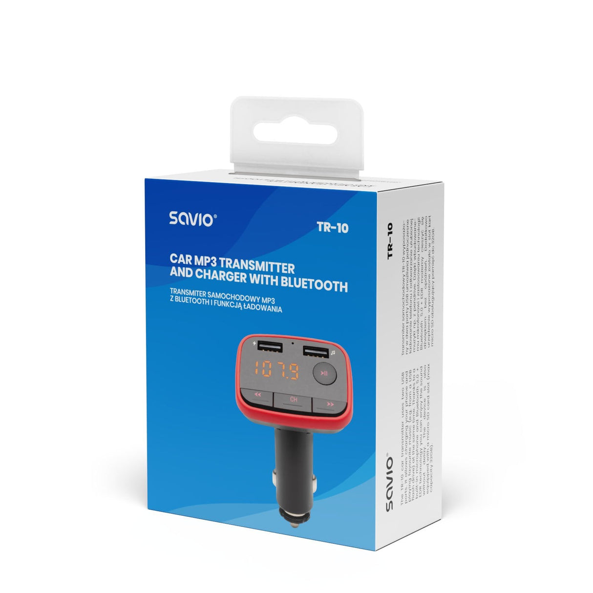 EAN 5901986044390 - Savio TR-10 transmisor FM 87 - 108 MHz Bluetooth/USB Negro, Rojo imagen 5