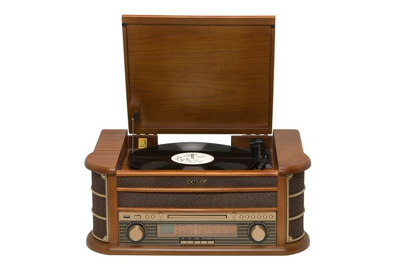 Denver Minicadena Mcr-50 Tocadiscos Cd Radio Am Fm Casette Retro