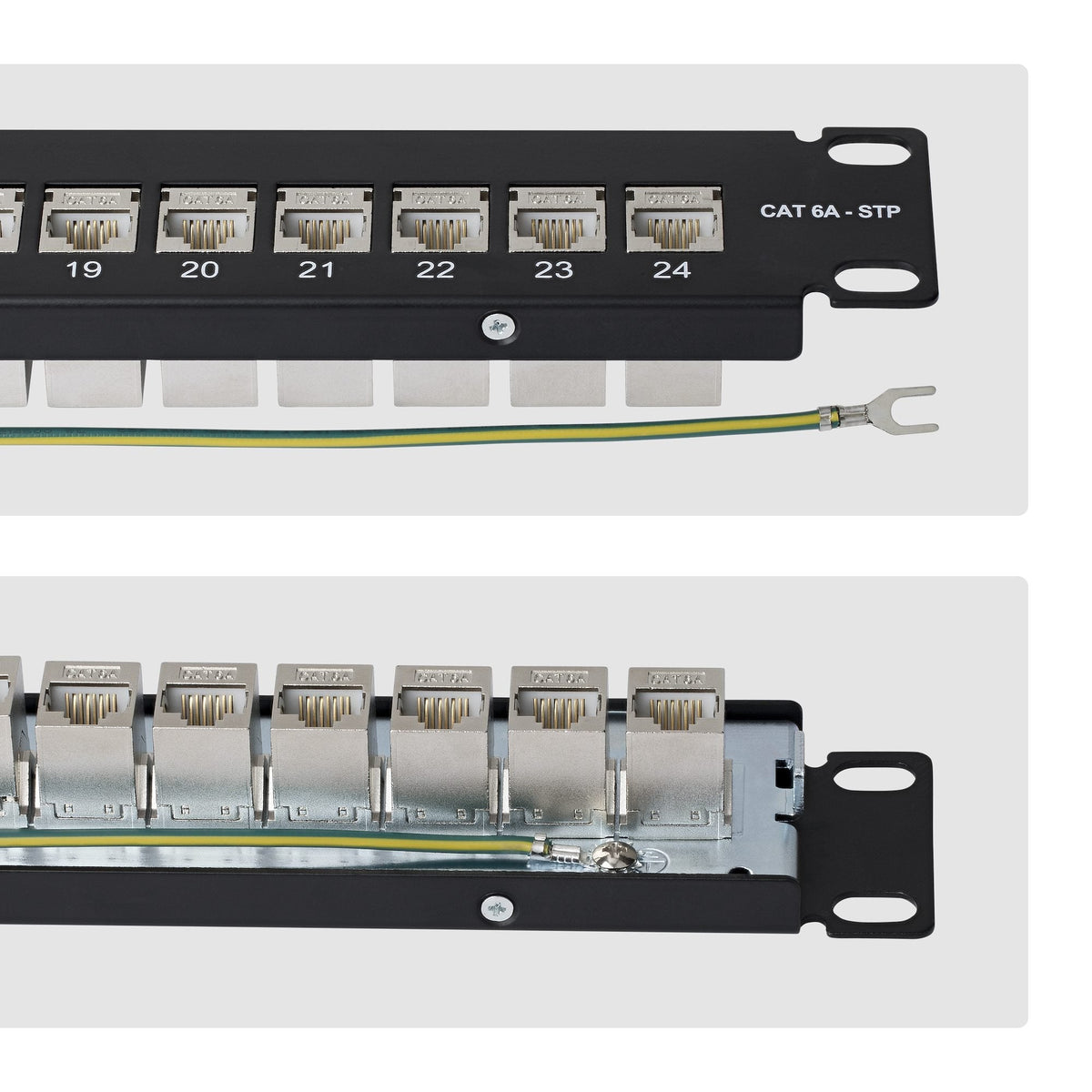 Startech.Com Startech - Durchgangspatchpanel - Con Gestión De Cables-Barra, Inline-Acoplamientos - Rack Montable - Cat 6a - Stp - Rj-45 X 24 - Negro & Plateado - 1u - 48.3 Cm (19")