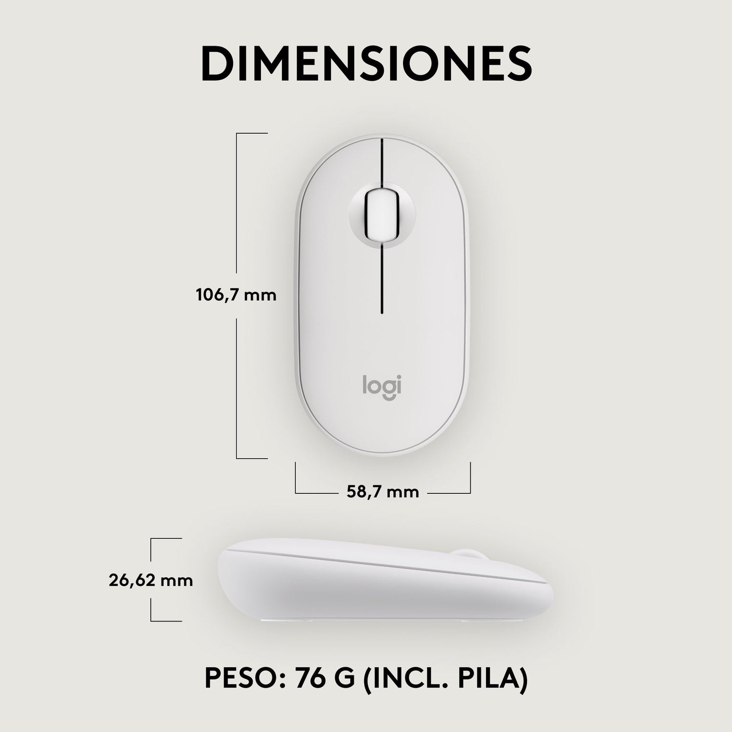 Ratón Logitech Pebble 2 M350s Wireless + Bluetooth Blanco 910-007013