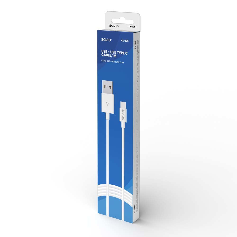 EAN 5901986044581 - Savio CL-125 cable USB USB 2.0 1 m USB A USB C Blanco imagen 3