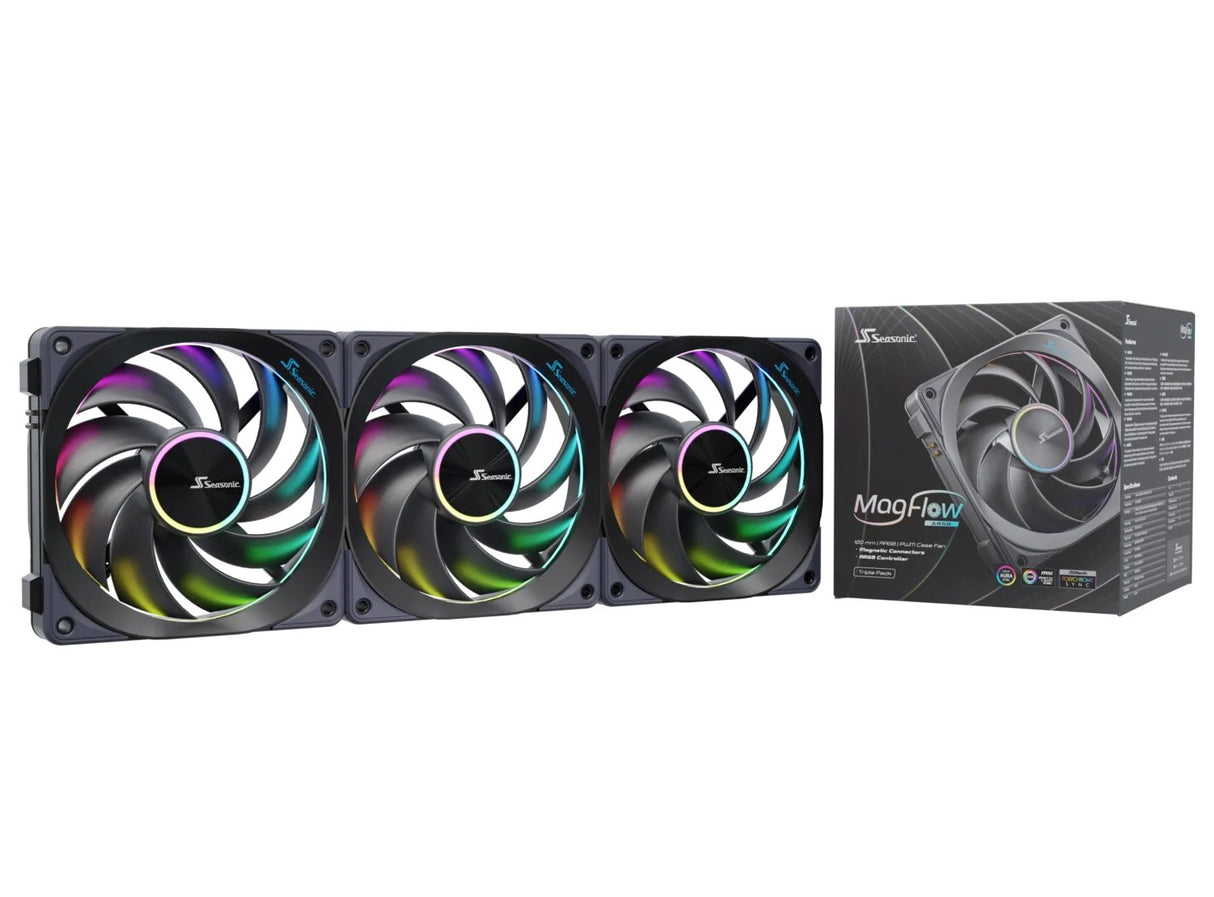 EAN 4711173878070 - Seasonic MagFlow ARGB Carcasa del ordenador Ventilador 12 cm Negro 3 pieza(s) imagen 1