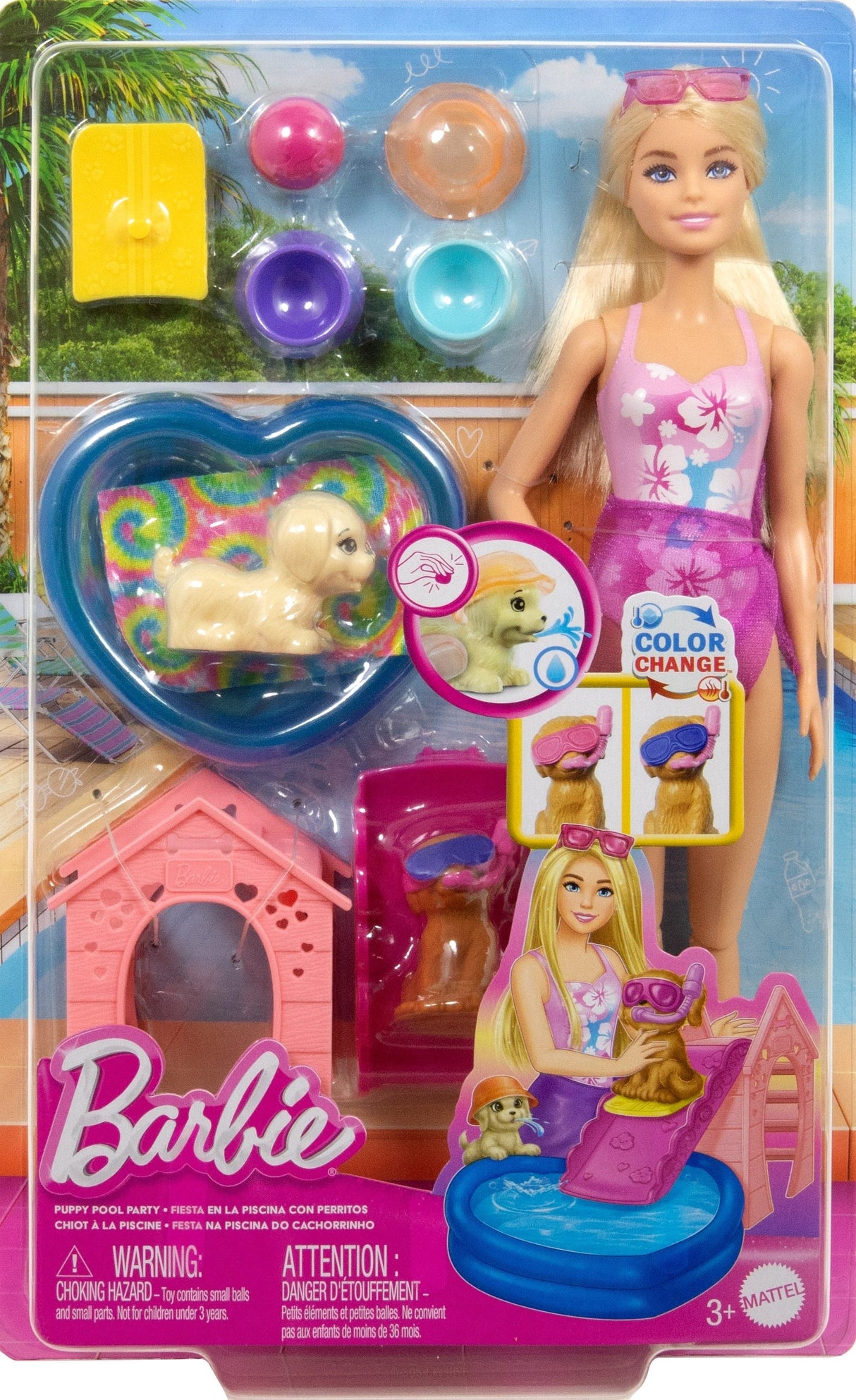 Mattel Barbie Puppy Pool Party - Aloha Blonde Jbf35