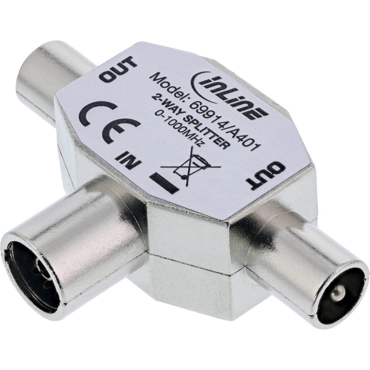Divisor En T De Antena Inline Para Tv 1 Coaxial Hembra A 2 Coaxiales Macho