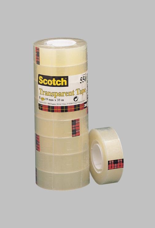 Scotch Cinta Transparente 550 19x33m -Pack 8 Rollos-