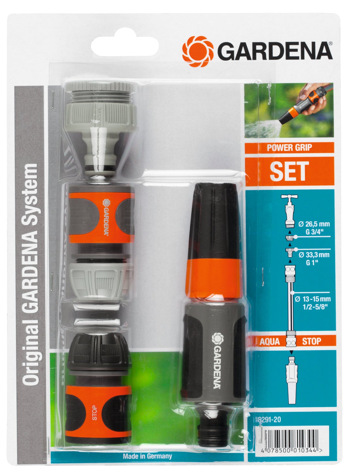 EAN 4078500010344 - Gardena 18291-20 pistola de pulverización de agua o boquilla Boquilla de lavado Negro, Gris, Naranja, Pla imagen 1