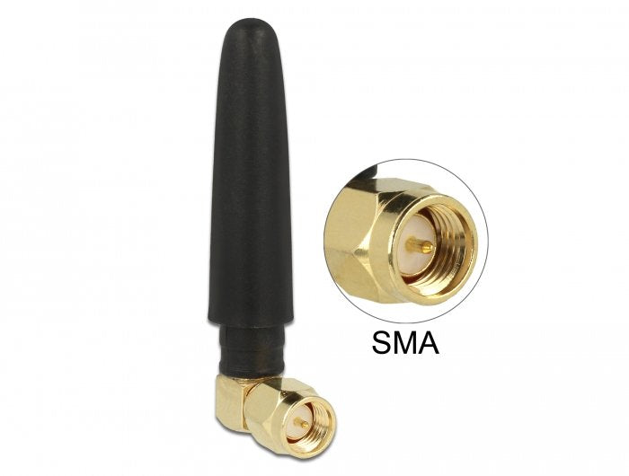 Delock Wlan 802.11 B G N Antenne Sma Stecker 90 2 Dbi Omnidirektional Mit Kippgelenk Und Flexiblem Material Schwarz