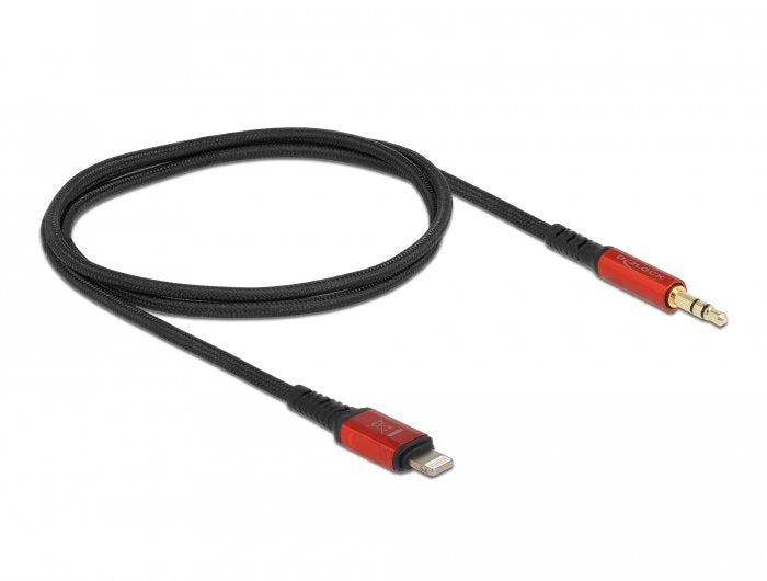 Cable Delock De Audio Conector Lightning De 8 Pines > Conector Jack De 3,5 Mm, 3 Pines, Negro/Rojo, 50 Cm 86586