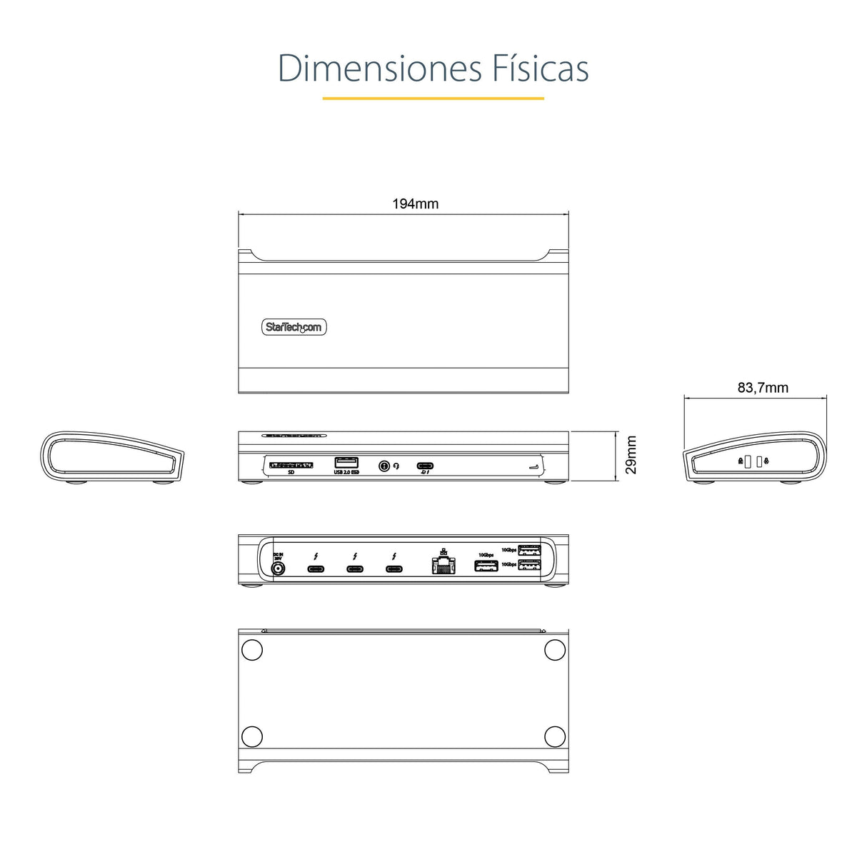 EAN 0065030895064 - StarTech.com TB4CDOCKUE base para portátil y replicador de puertos Alámbrico Negro, Gris imagen 12