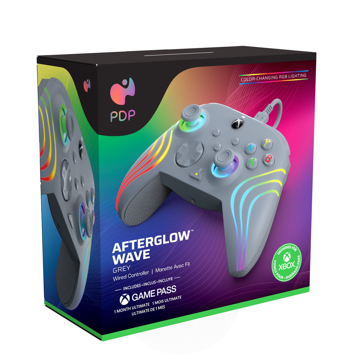 Mando Pdp Afterglow Wave Alámbrico, Gamepad (Gris, Para Xbox Y Pc)