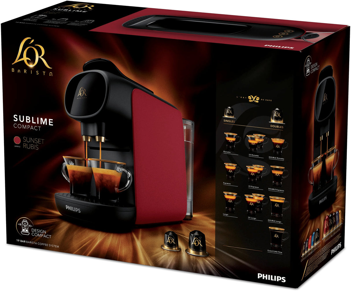 Cafetera De Cápsulas Philips L'Or Barista Sublime Lm9012 50 Compatible Cápsulas Nespresso Y L'Or Negra Y Roja