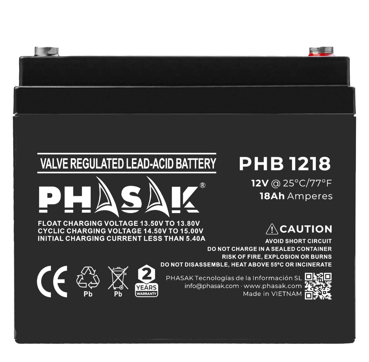 Batería Phasak Phb 1218 Compatible Con Sai Ups Phasak Según Especificaciones