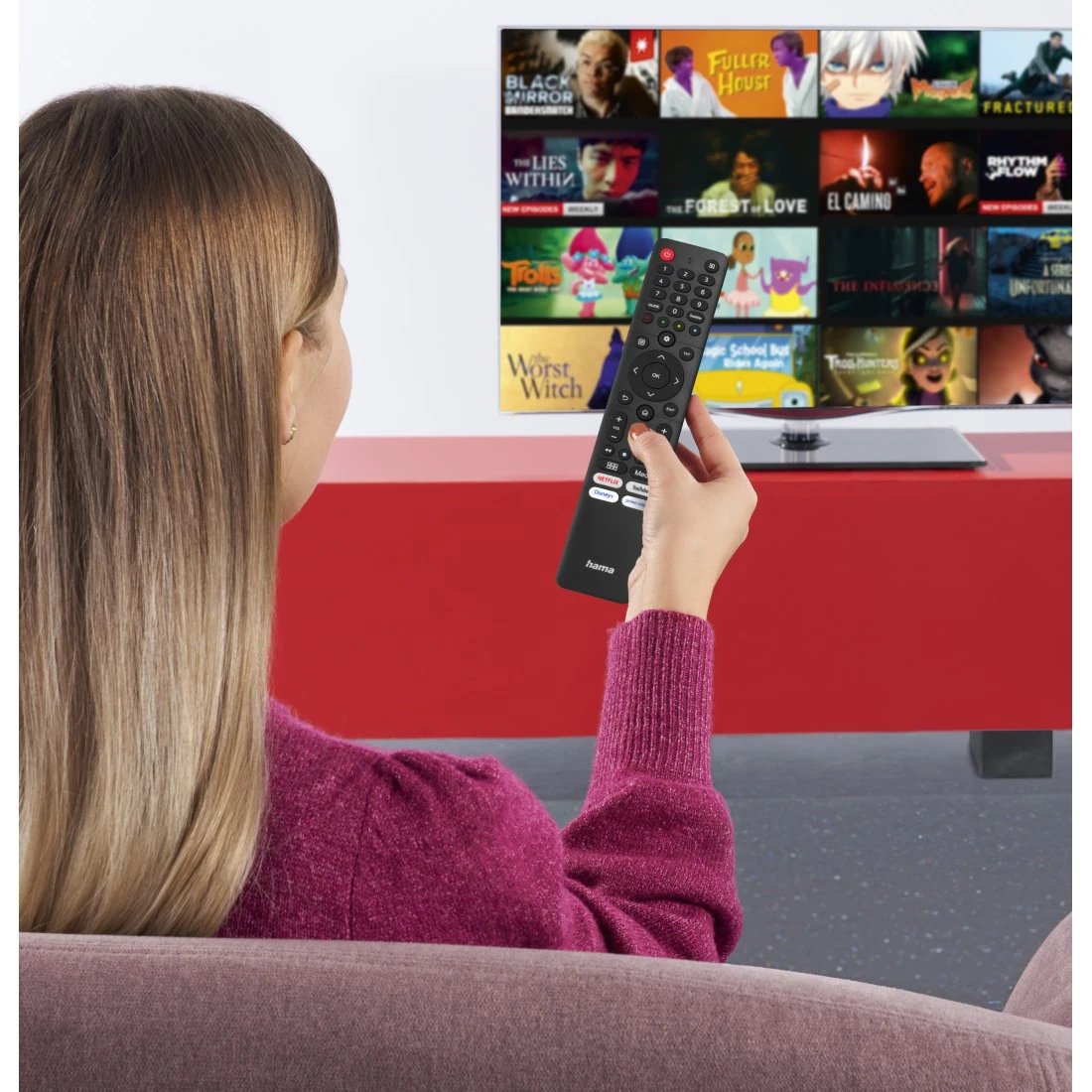 Hama Mando A Distancia Para Tv Hisense - Alcance 10m - 45 Botones - Acceso Directo A Plataformas De Streaming -