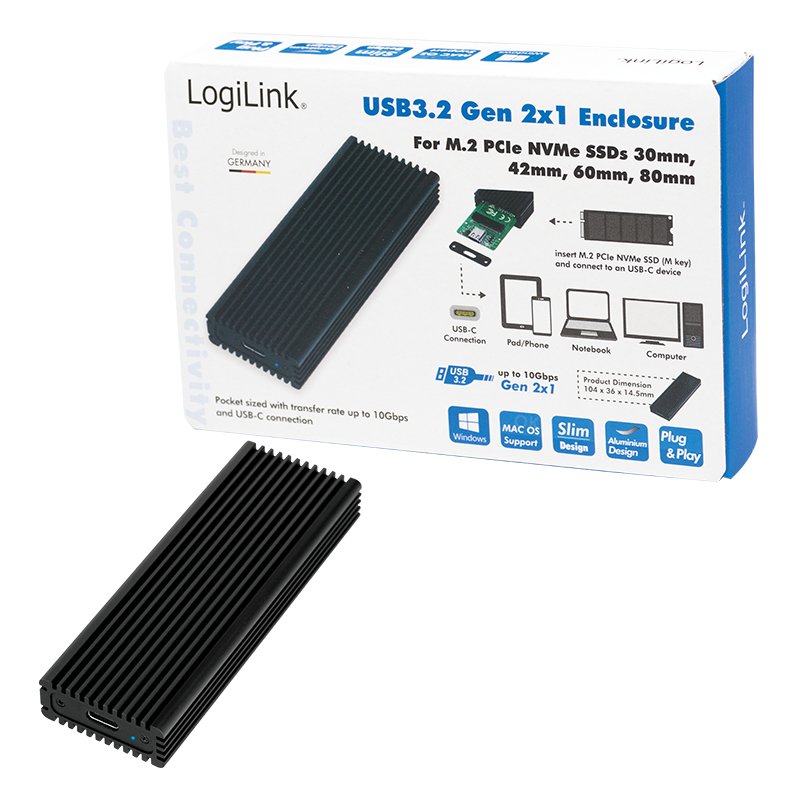 Logilink Ua0346 Caja Para Disco Duro Externo M.2 Caja Externa Para Unidad De Estado Sólido (Ssd) Negro