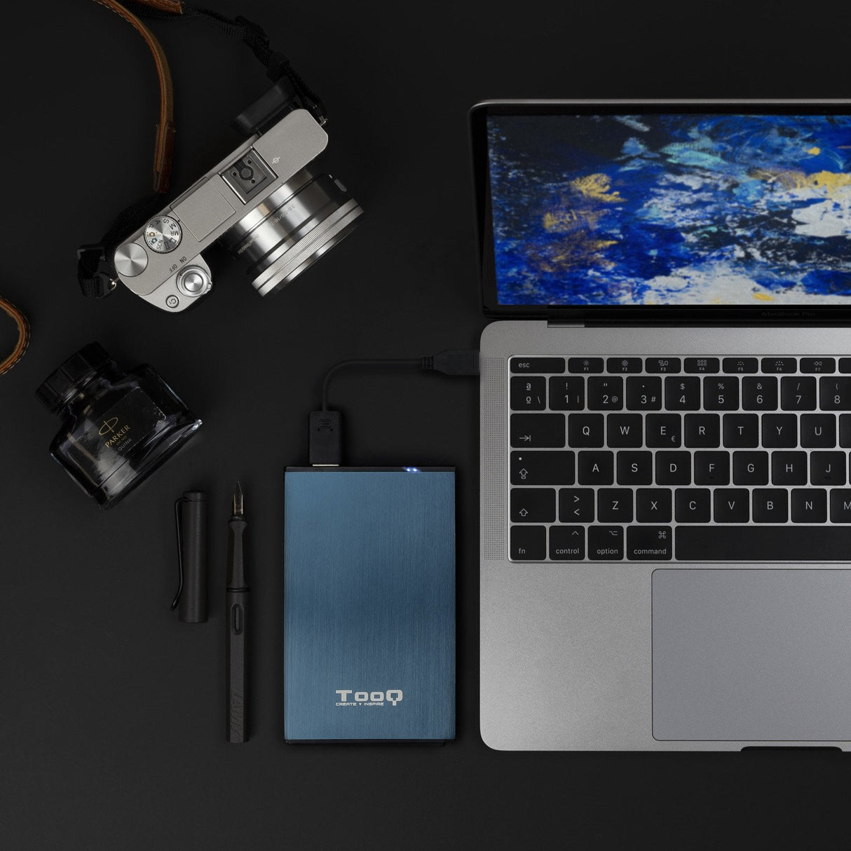 Tooq Carcasa Externa Hdd/Sdd 2.5" Hasta 9,5mm Sata Usb 3.0 - Azul Marino Metalizado