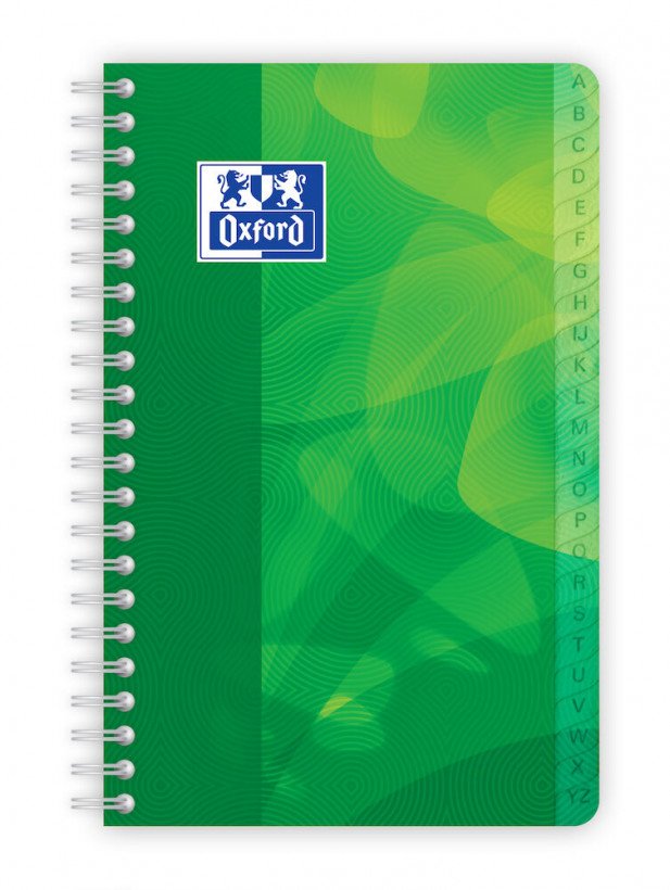 Oxford Cuaderno Índice Alfabético C/Espiral 50h 11x17cm 90gr Rayado 5x5 T/Polipropileno Colores Surtidos