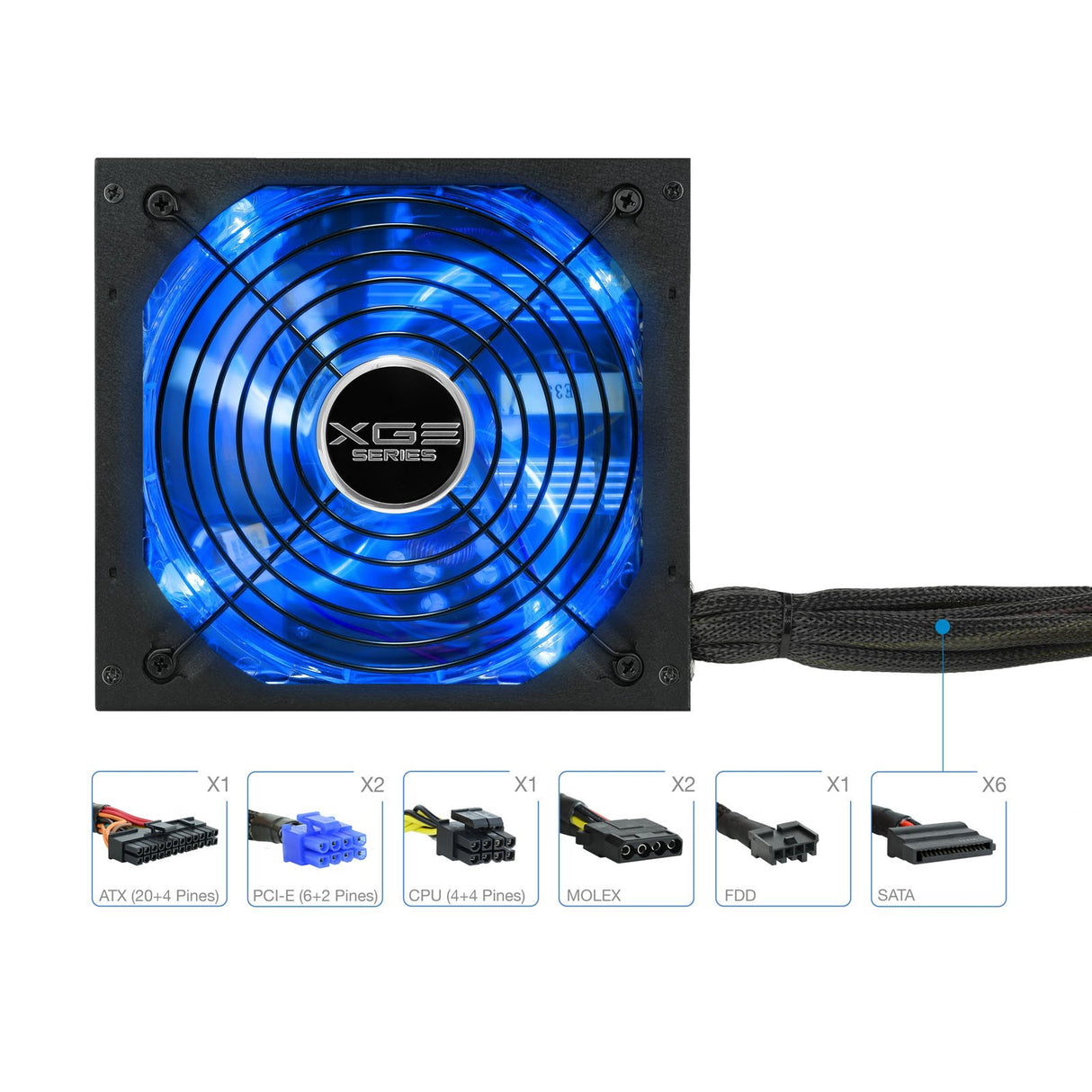 EAN 8433281007581 - TooQ TQXGEII-600SAP unidad de fuente de alimentación 600 W 20+4 pin ATX ATX Negro imagen 10