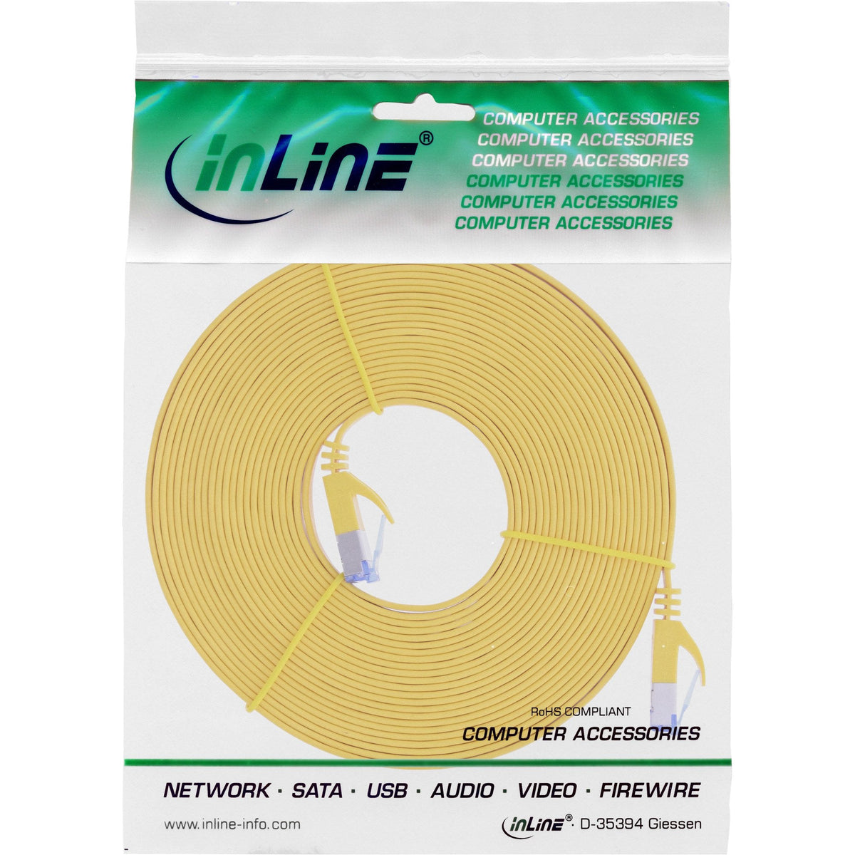Cable De Red Plano Inline, U/Ftp, Cat.6a, Amarillo, 10 M