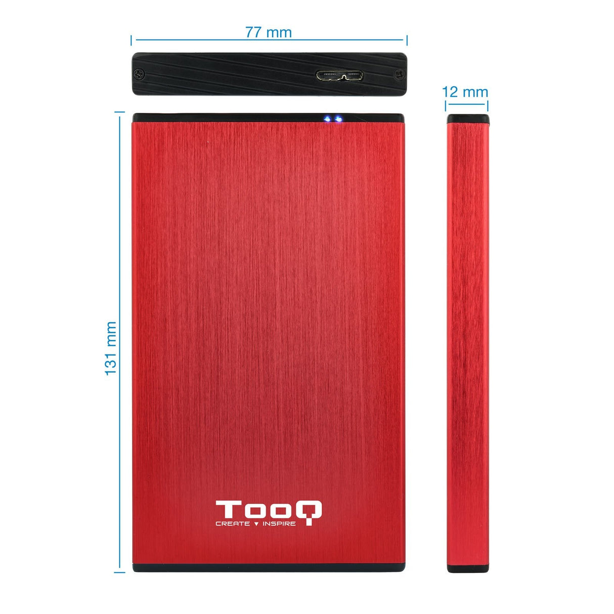 Tooq Carcasa Externa Hdd/Sdd 2.5" Hasta 9,5mm Sata Usb 3.0 - Rojo