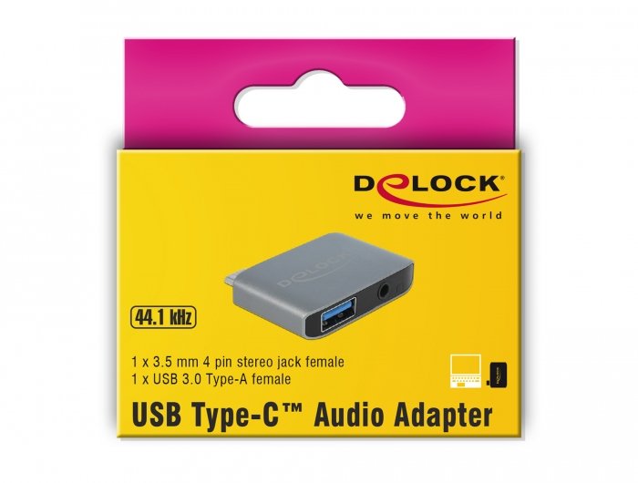 Delock Adaptador De Audio Usb Type-C Macho - Conector Estéreo Hembra 3,5 Mm + Usb 3.0 A Hembra