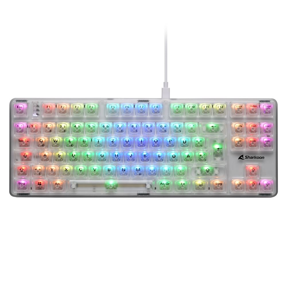 Sharkoon Crystal Shark, Teclado De Juegos White, De-Layout, Ktt 4044951040131