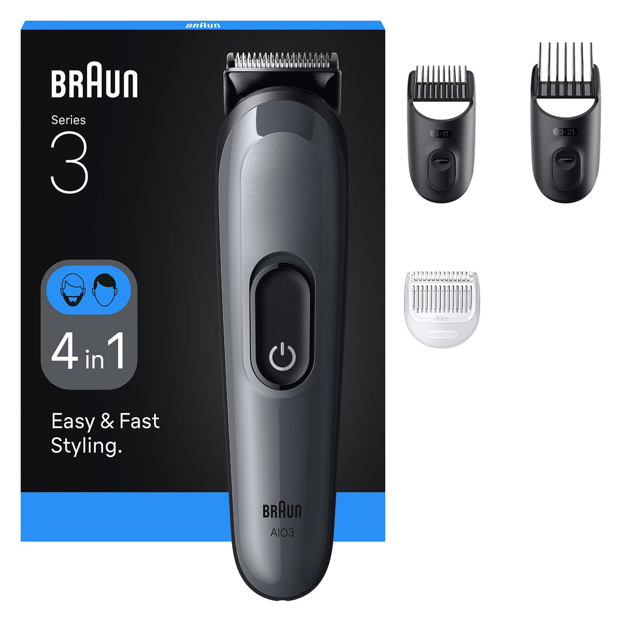 EAN 7500435245197 - Braun AIO3500 cortadora de pelo y maquinilla Negro, Gris 14 Níquel-metal hidruro (NiMH) imagen 1