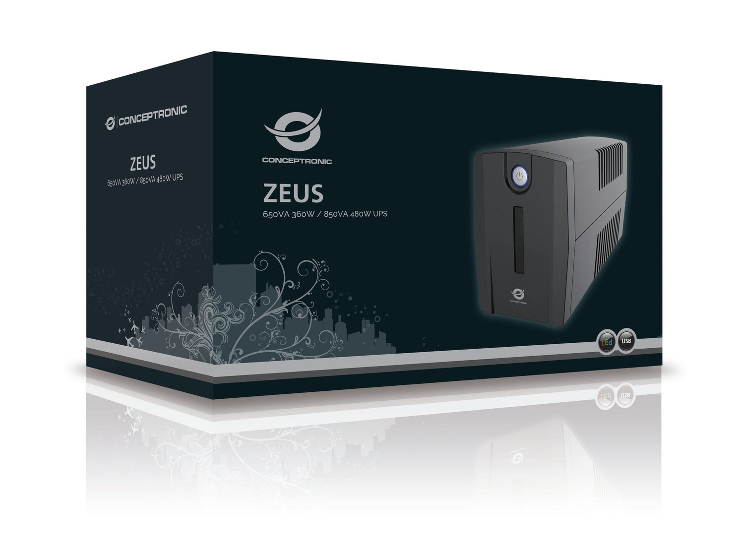 Conceptronic Sai 850va 480w Proteccion Puerto 2x Shucko Lan Modem Zeus 02es