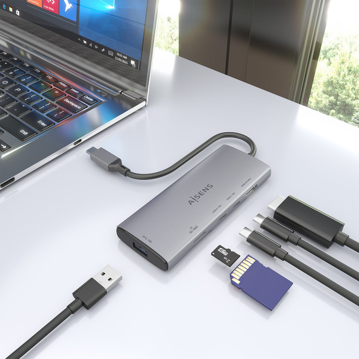EAN 8435739903575 - AISENS ASUC-6P029-GR base para portátil y replicador de puertos Alámbrico USB 3.2 Gen 1 (3.1 Gen 1) Type- imagen 6