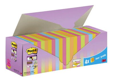 Post-It Super Sticky Pack De 24 Blocs De 90 Notas Adhesivas Reposicionables - Forma Cuadrada - 76x76mm - En Zig-Zag -