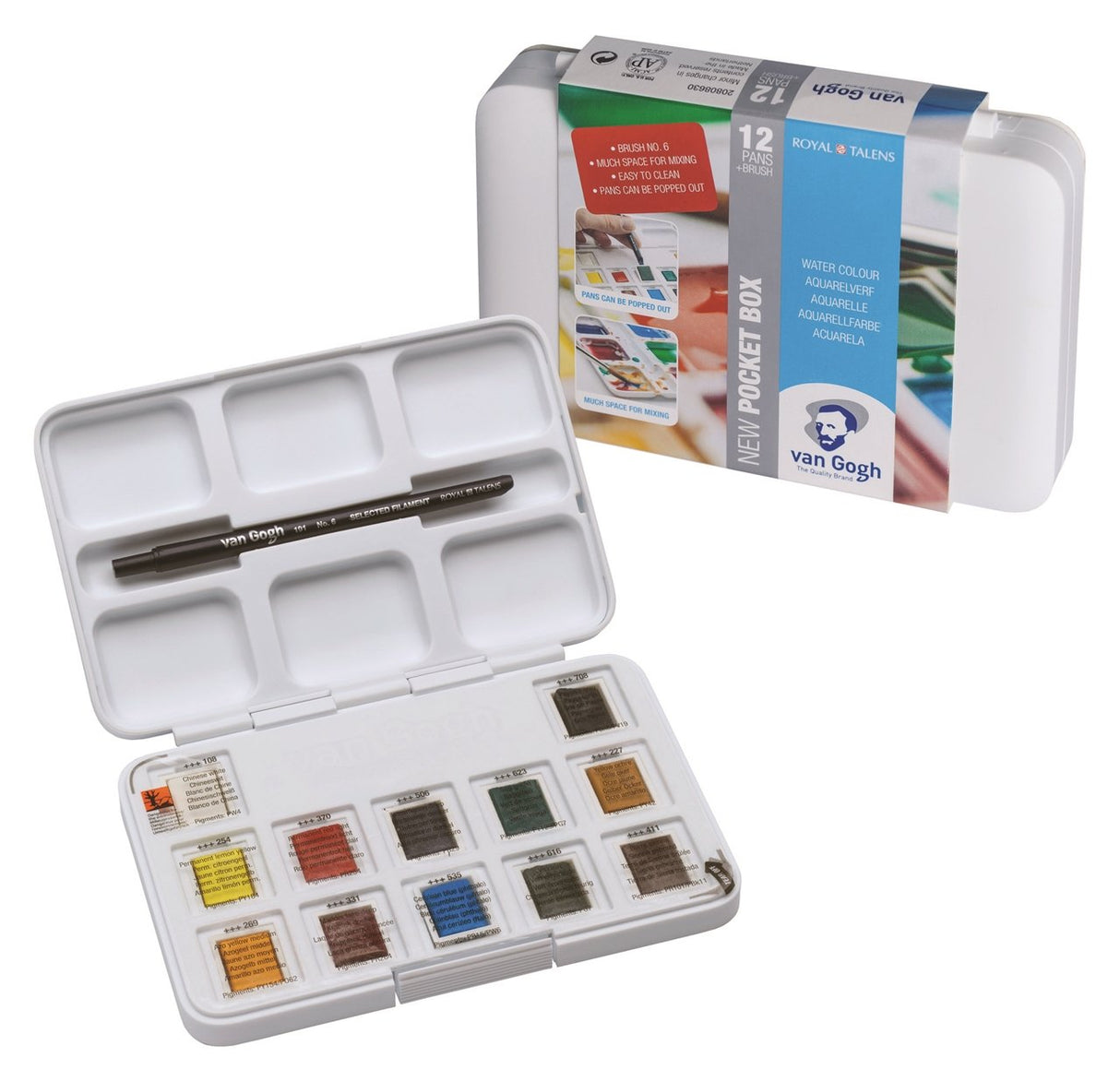EAN 8712079341107 - Van Gogh 20808631 pintura a base de agua Azul, Verde, Gris, Rojo, Blanco, Amarillo Paleta 12 pieza(s) imagen 1