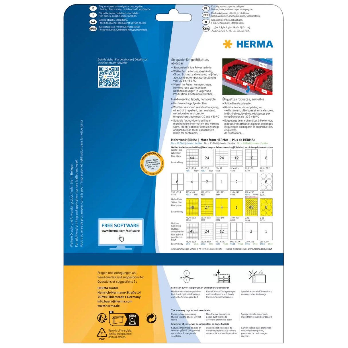 EAN 4008705045711 - HERMA 4571 etiqueta autoadhesiva Desmontable Blanco 960 pieza(s) imagen 2