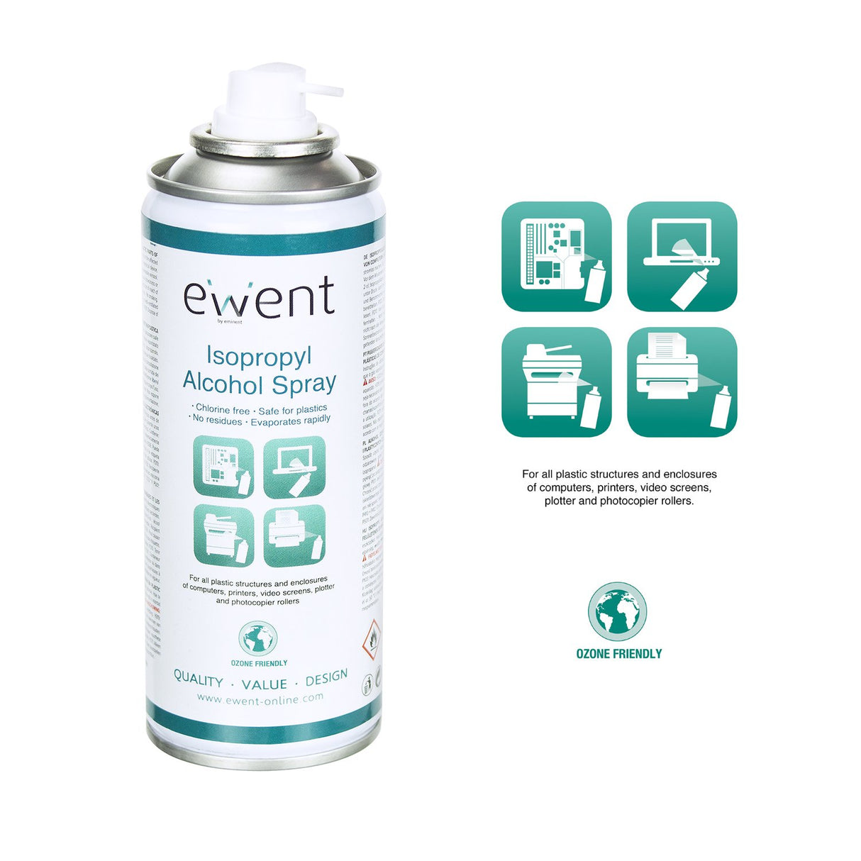 EAN 8054392614064 - Ewent EW5613 kit de limpieza para computadora Impresora Espray para limpieza de equipos 200 ml imagen 2
