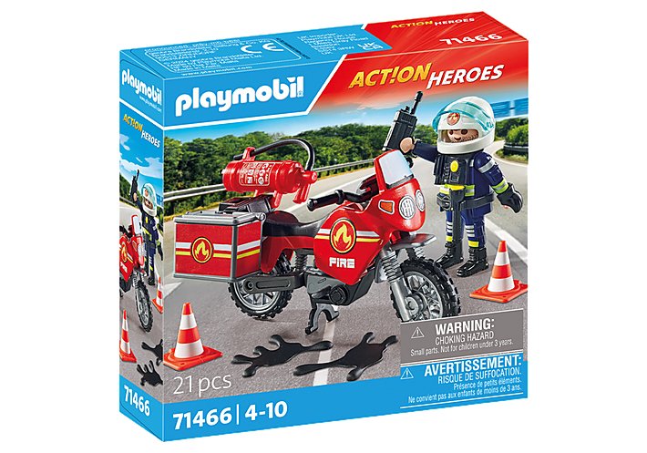 Playmobil 71466 City Action Moto De Bomberos En El Lugar De Un Accidente