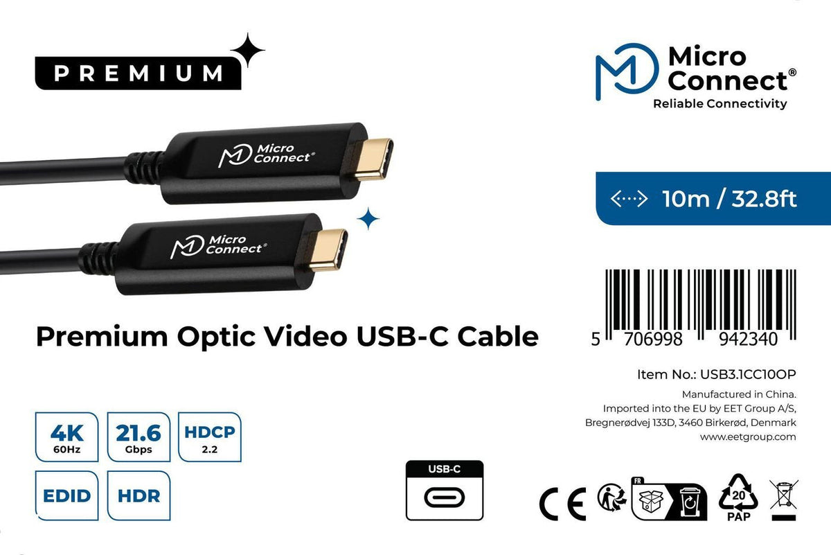 Microconnect Usb3.1cc10op Cable Usb Usb 3.2 Gen 1 (3.1 Gen 1) 10 M Usb C Negro