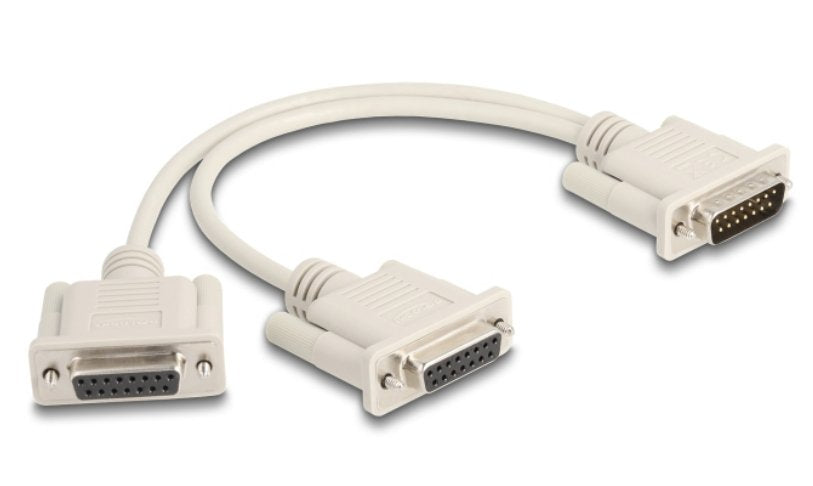 Adapter Y Cable Splitter D-Sub 15 Pin Conector Macho A 2 X D-Sub 15 Pin Conector Hembra Con Tornillos 30 Cm