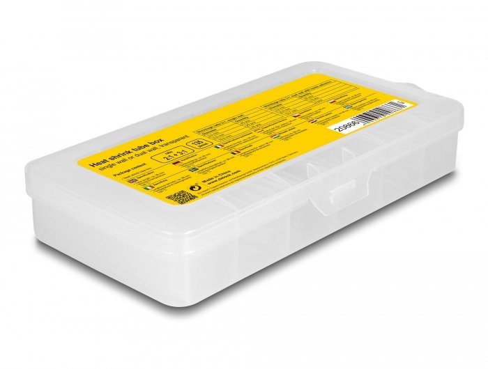 Delock Caja De Surtido De Tubos Termorretráctiles, Relación De Contracción 2:1 De Pared Simple Y Pared Doble Con Adhesivo Interior 3:1, Transparente 135 Piezas