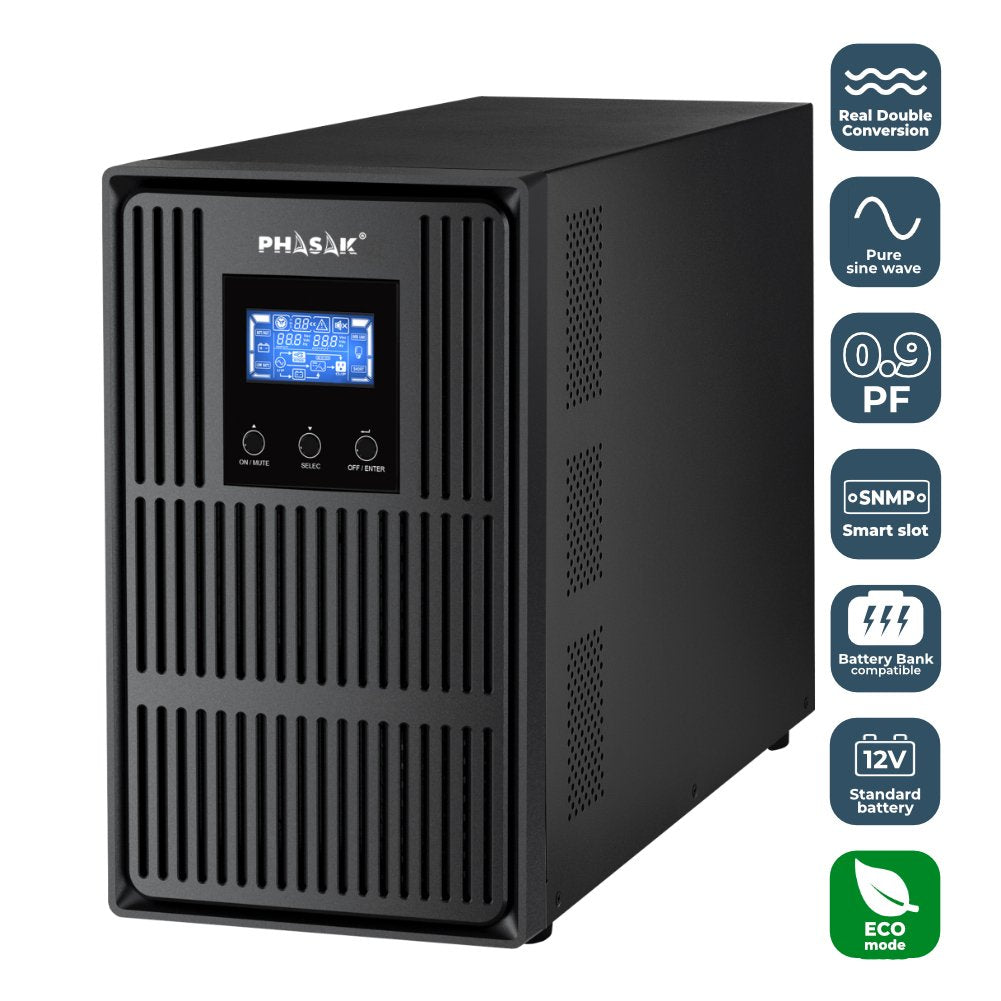 Sai Online Phasak Conqueror Pro 3000 Va Online Lcd 3000va-2700w 3 Salidas Formato Torre