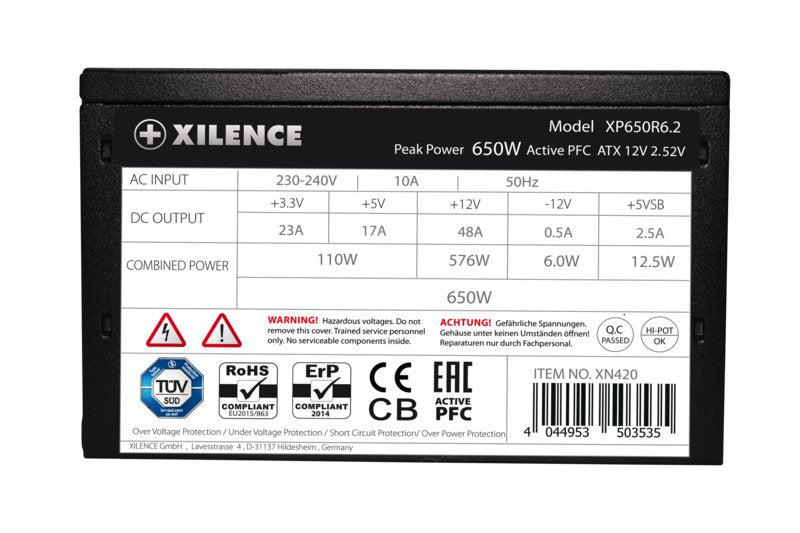 EAN 4044953503559 - Xilence Performance C XP650R6.2 unidad de fuente de alimentación 650 W 20+4 pin ATX ATX Negro imagen 5
