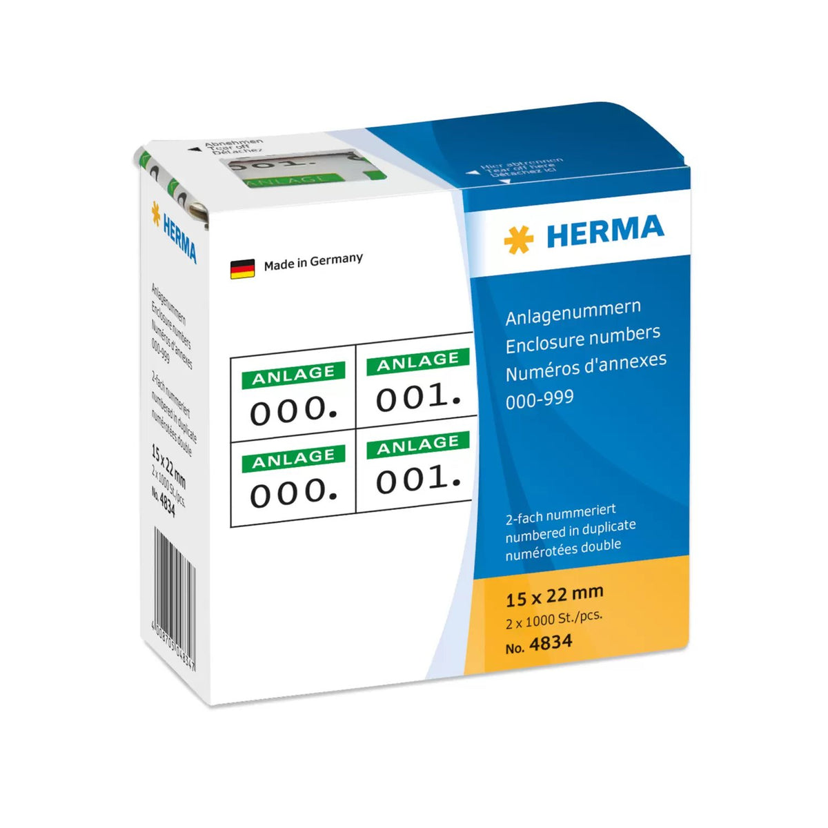 EAN 4008705048347 - HERMA 4834 etiqueta autoadhesiva Rectángulo Verde 1000 pieza(s) imagen 1