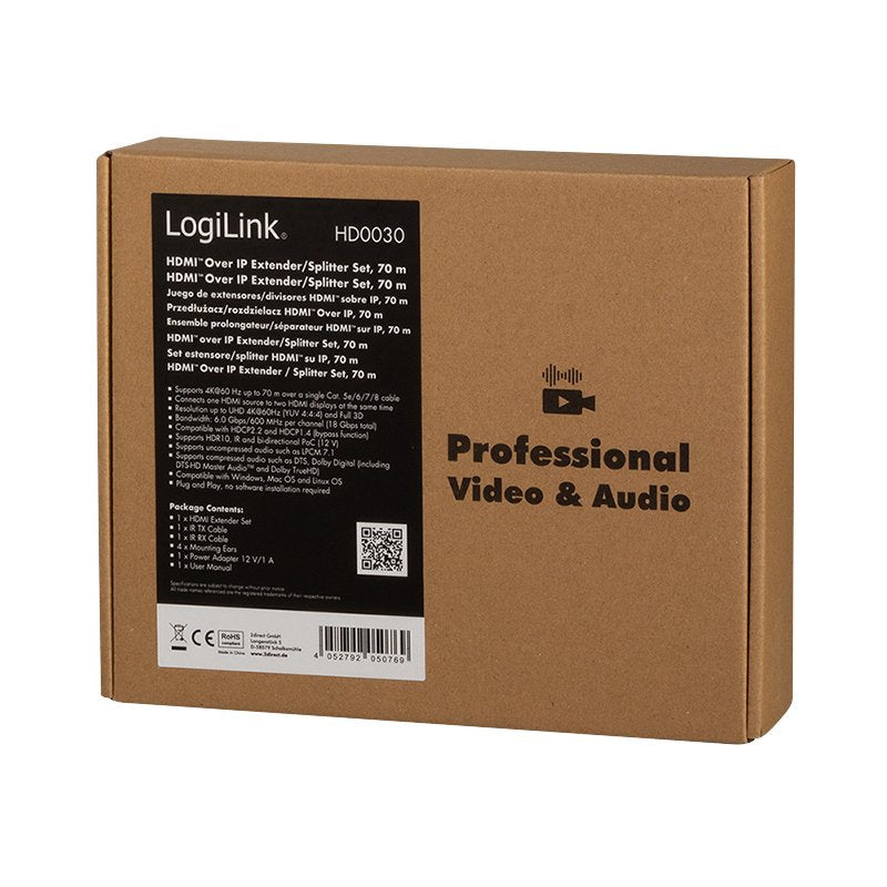 Logilink Hdmi Extender Splitter-Set Über Ip,70m,1x2-Port