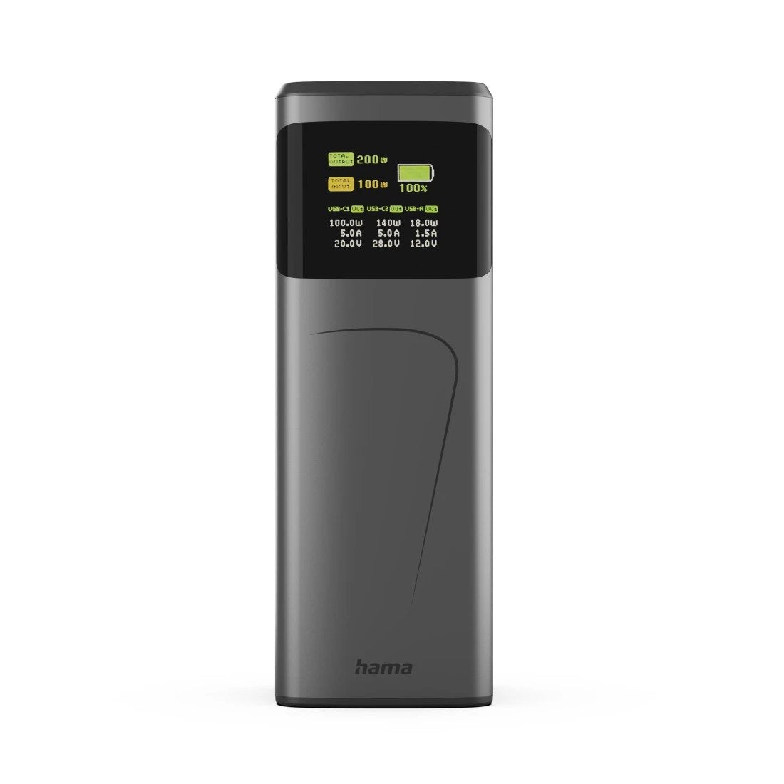 Hama High Power Bateria Externa Powerbank 24000mah - Potencia 200w - Usb-C - Usb-A - Power Delivery - Pantalla Tft -