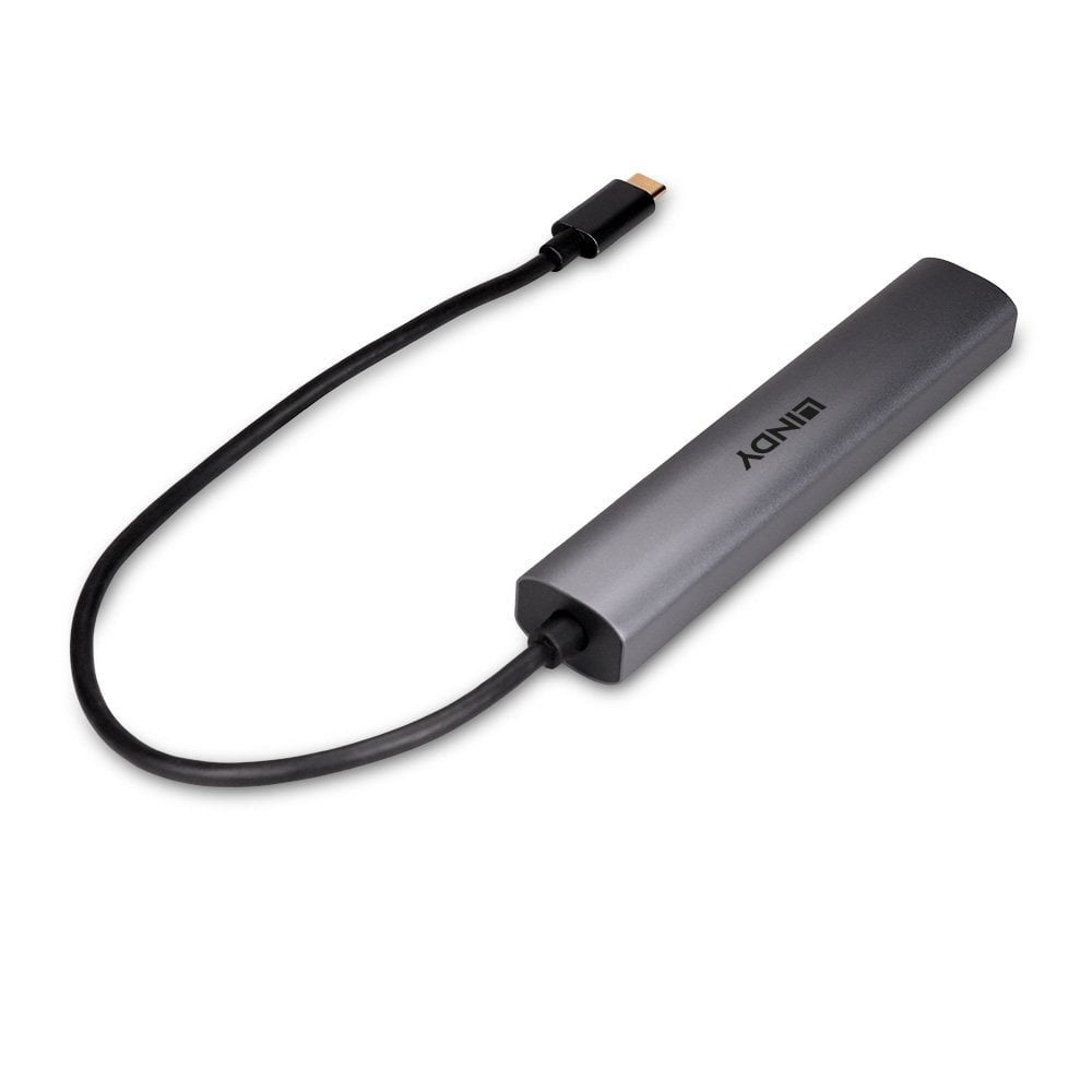 Lindy 43384 Hub De 4 Puertos Usb Tipo C 10000 Mbit/S Gris