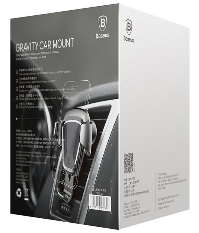 Soporte Smartphone De Gravedad Para La Rejilla De Ventilación Baseus Suyl-01 (Negro)