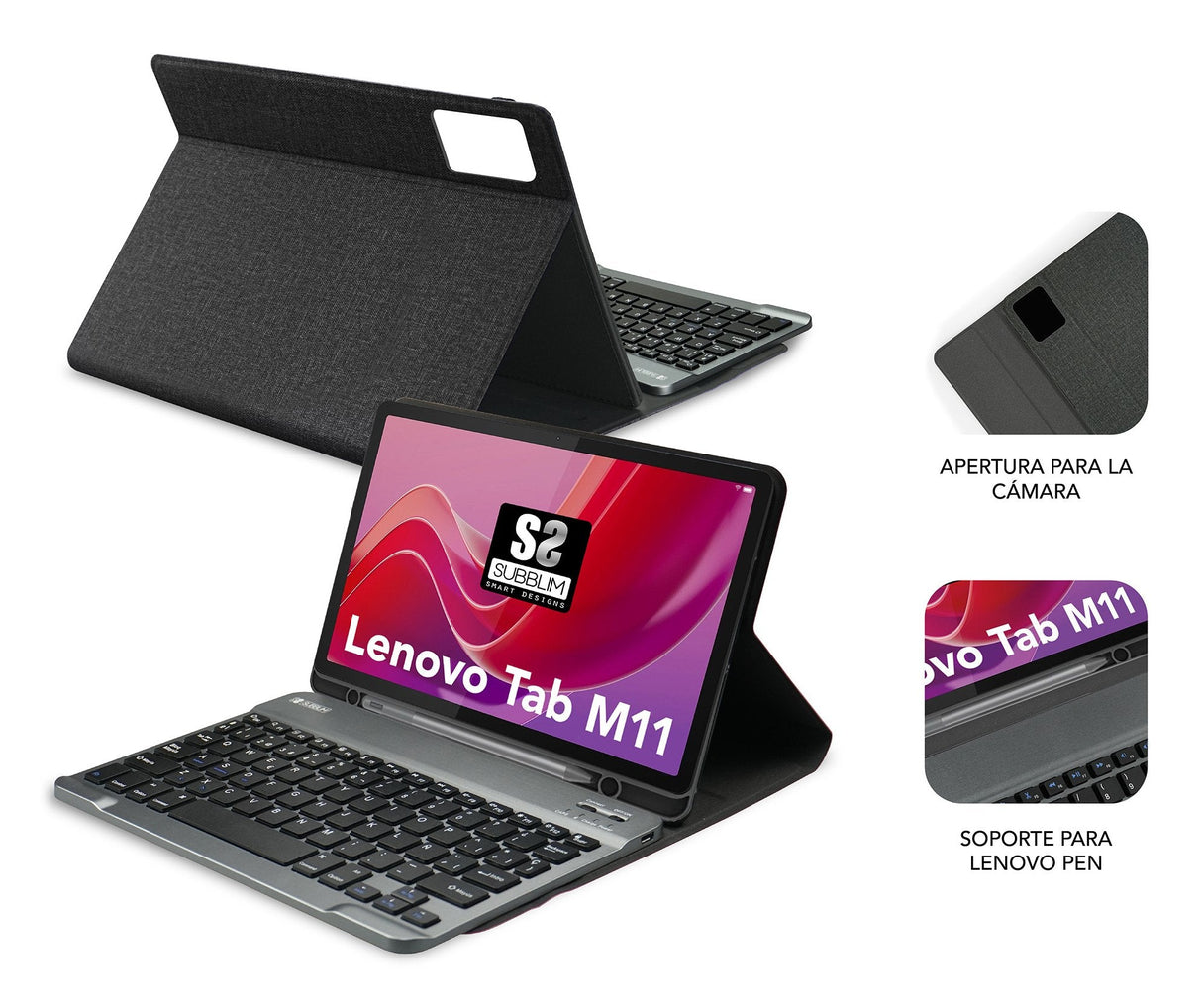 Teclado Español Subblim Subkt3-Btl310 Para Móvil Qwerty Español Bluetooth Negro