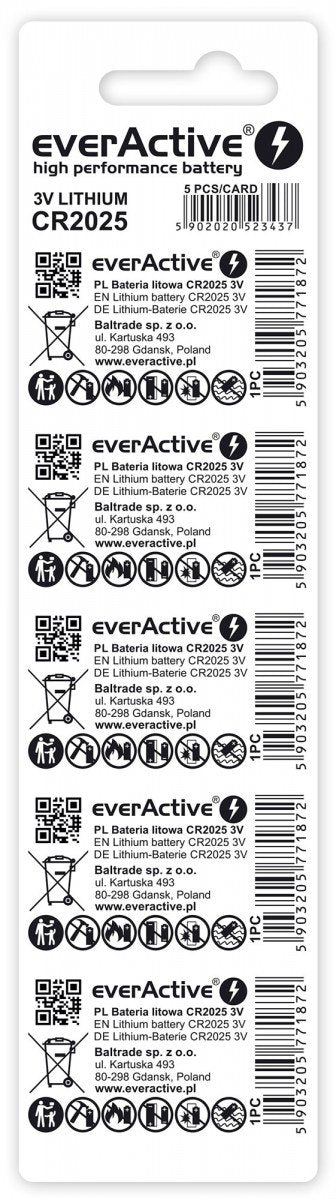 EAN 5902020523437 - Everactive CR20255BL pila doméstica Batería de un solo uso CR2025 Litio imagen 2