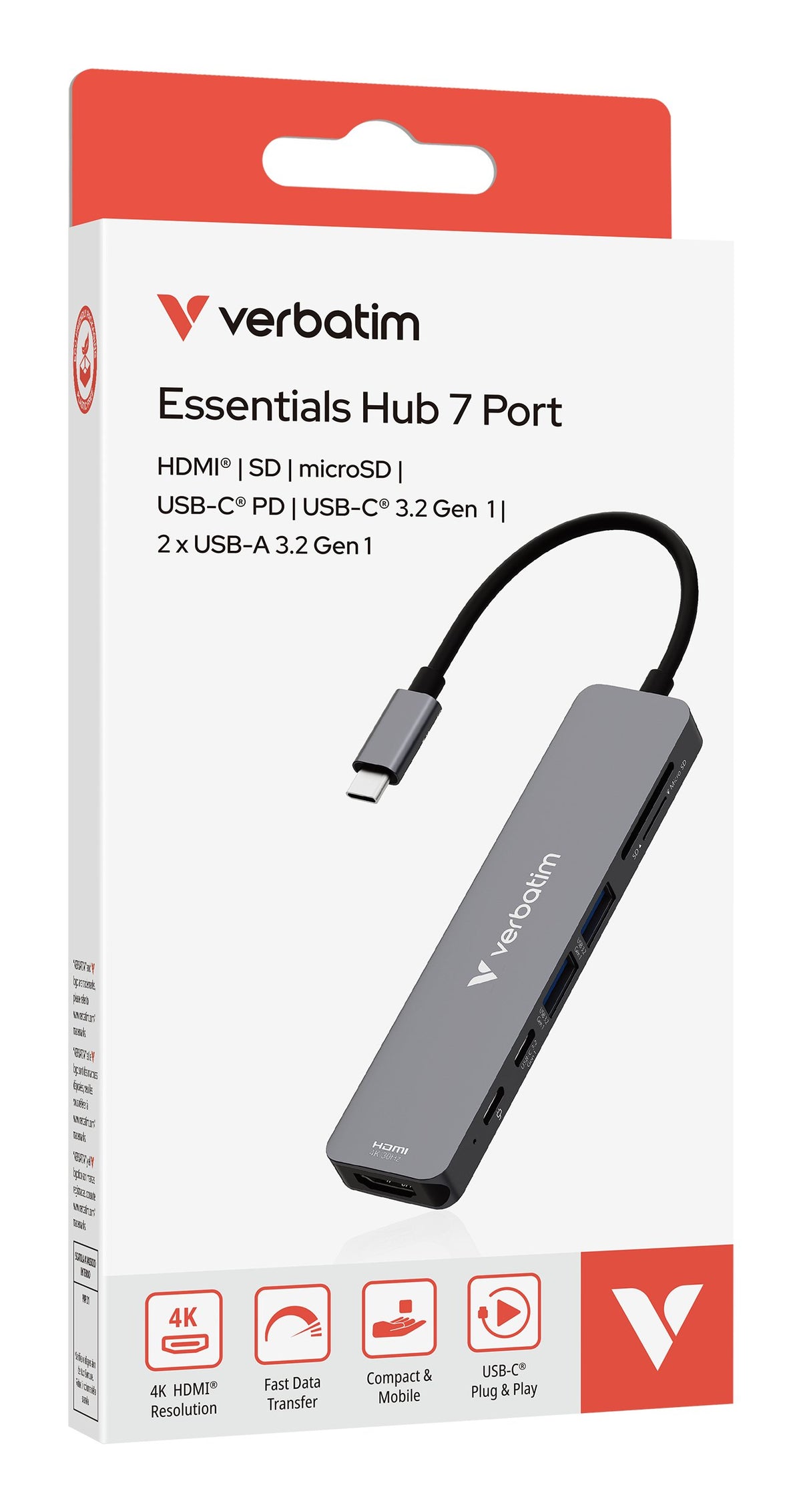 EAN 23942321583 - Verbatim 32158 hub de interfaz USB 3.2 Gen 1 (3.1 Gen 1) Type-C 5000 Mbit/s Gris imagen 3
