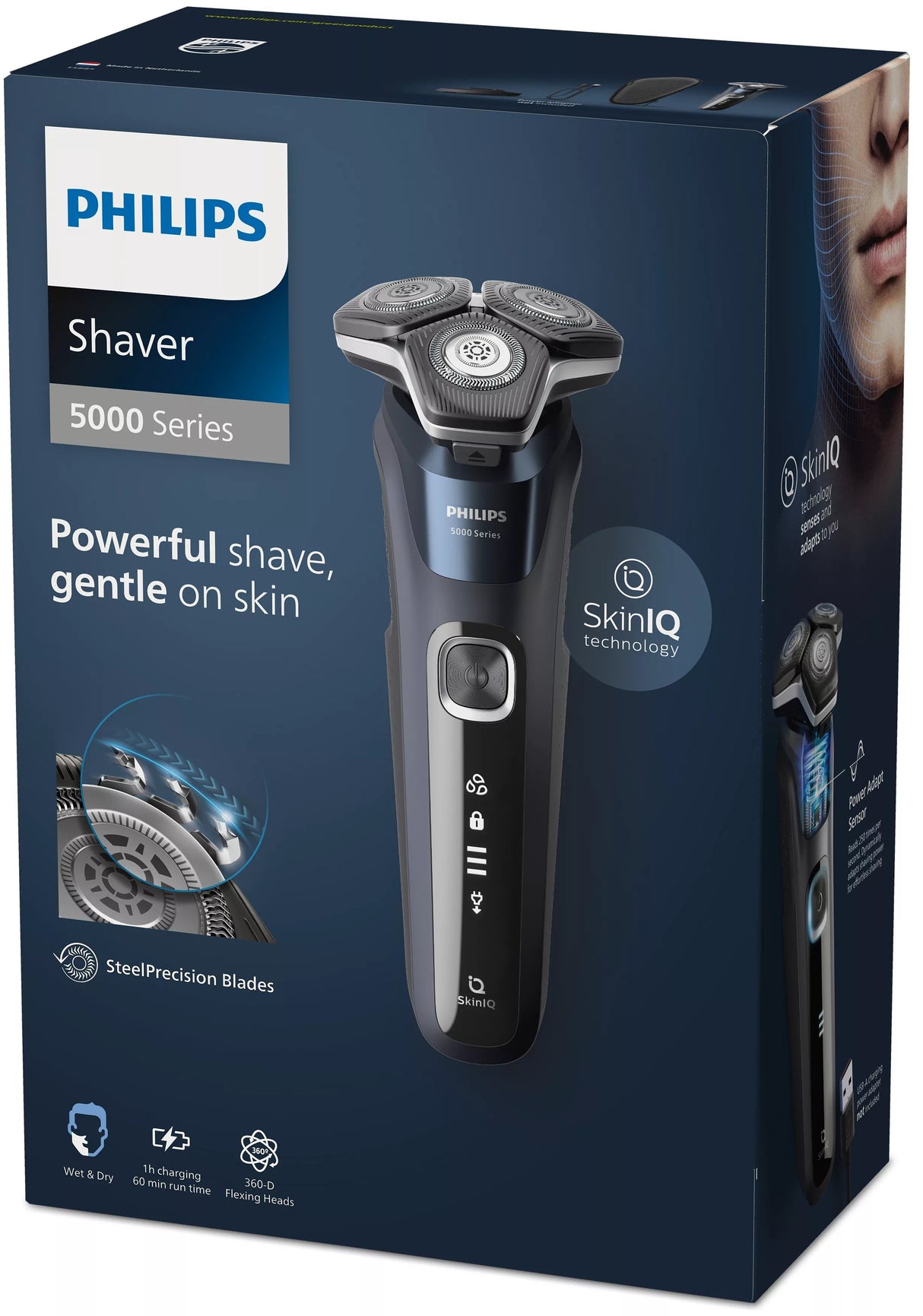 EAN 8720689008037 - Philips SHAVER Series 5000 S5885/35 afeitadora Máquina de afeitar de rotación Recortadora Negro, Azul imagen 3