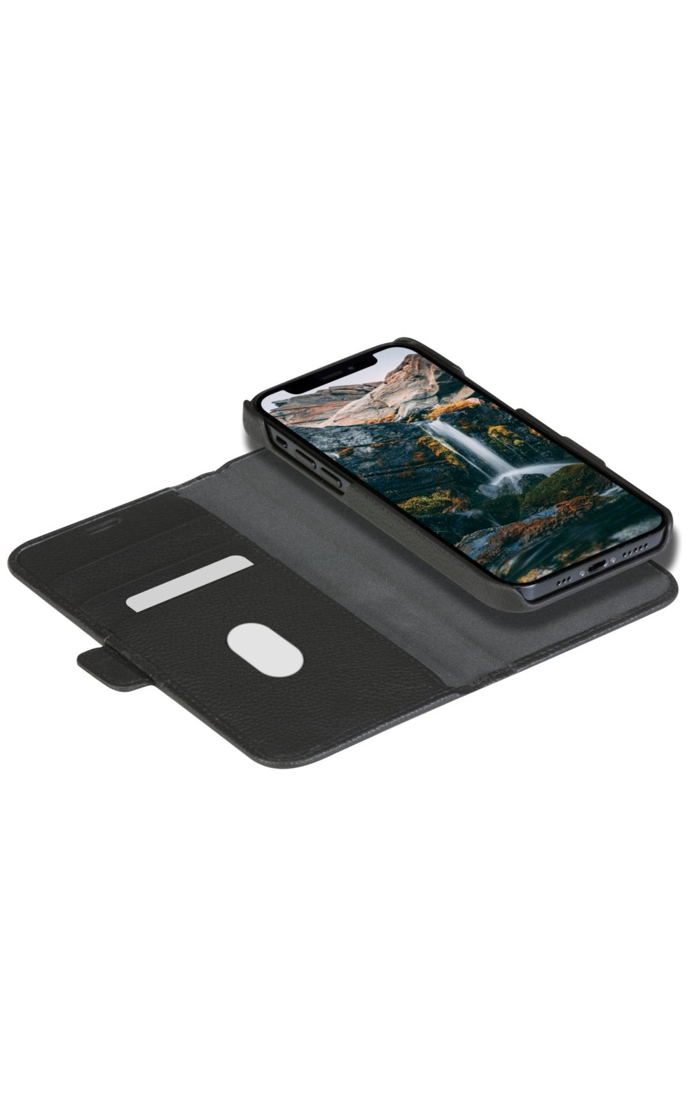 Dbramante1928 New York Funda Con Tapa Para Teléfono Móvil 2 En 1 Cuero Pebble De Grano Completo Negro Noche Para Apple Iphone 11 Xr